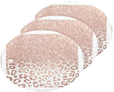 Kcldeci 3 Pack Kitchen Scrub Sponges Modern Rose Gold Glitter Leopard-Pattern Prints Kitchen Dish Sponge Non-Scratch Microfiber Sponge for Household Cleaning Dishes, Pots and Pans