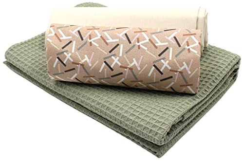 VmG-Store Waffelpique + Baumwollstoff Set farblich abgestimmt Waffel Stoff 100% Baumwollstoff Tex Standard 100 (Konfetti Set29)