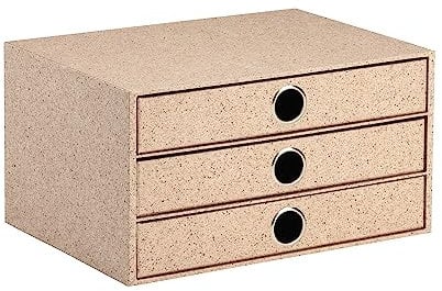 Rössler SOHO 3er Schubladenbox A4 aus Papier | Büro Organizer Schreibtisch| Schubladen Organizer Büro Zubehör & Bürobedarf | Schreibtisch Organizer Box | 34 x 25 x 19 cm | 1 Stück | Farbe: Cacao