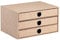 Rössler SOHO 3er Schubladenbox A4 aus Papier | Büro Organizer Schreibtisch| Schubladen Organizer Büro Zubehör & Bürobedarf | Schreibtisch Organizer Box | 34 x 25 x 19 cm | 1 Stück | Farbe: Cacao