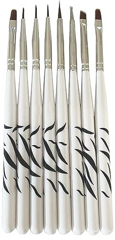 Bama Pattern Nail Art Pens - 8 Pack Zebra Manicure Brush Set