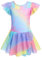 Arshiner Kinder Ballettkleidung Ballettkleid Mädchen Gerüschte Kurze Ärmel Masche Balletttrikot Ballettanzug Tanzkleid Tanzbody aus Baumwolle mit Chiffon Rock Tütü Muster 1/150
