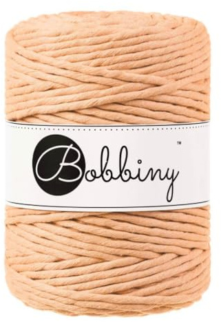 Bobbiny XXL Makramee-Schnur, 5 mm, einlagig, 100% recycelte Baumwolle, Farbe:Peach Fuzz