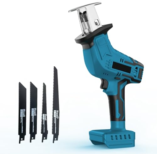 Sega a Gattuccio Batteria 21V,Seghetto Elettrico per Legno con 4 Lame,0-3500SPM,Compatibile per Makita Batterie,Seghetto Alternativo a Batteria per Potatura,Tubi in PVC, Taglio ad albero
