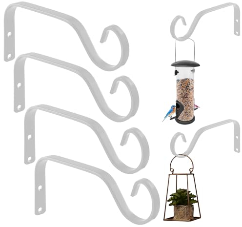 Pasdrucn 4 Metall Wandhaken Für Blumenampel Halterung, Blumenampel Aufhängung, Blumentopfhalter Balkon, Pflanzen Wandhalterung Blumentopf, Wandhalterung Pflanzen, Blumentopf Halterung Balkon (Weiß)