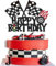 SYKYCTCY 1 Pack Racing Car Cake Topper Happy Birthday Race Car Checkered Flag Cupcake Picks Boys Girls' Birthday Racing Sports Cupcake Decorations Baby Shower Birthday Party Supplies