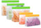 COMMLY 5 Pack Reusable Stand Up Design Food Freezer Bags, BPA Free Leakproof Silicone and Plastic Free Food Multi Use Storage Bags for Meal Prep, Fruits, Sandwich, Snack, Travel Items