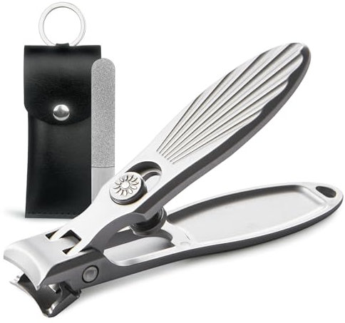 VOGARB Toe Nail Clippers for Thick Nails, Wide Jaw Opening Heavy Duty Stainless Steel Portable Ultra Sharp Toenail Clippers for Men, Seniors, Adult(Silver-Curved)
