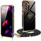 XCYYOO Cover per OPPO Reno 12 Pro con Cordino, Custodia Antiurto con Tracolla, Silicone Cuore Carino Case con Laccio - Nero