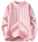 YOSUWOAI Pull d'hiver en tricot pour homme - Pull épais en tricot - Confortable et chaud - Col rond - Manches longues - Pull vintage - Couleur unie - Doux, O rose., XL