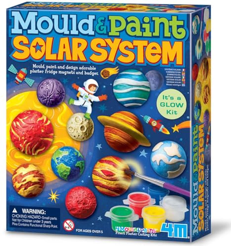 4M Mould & Paint Solar System Kit, Glow in the Dark, 10 Magnets or Badges