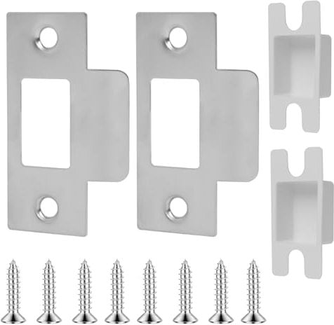 T-Type Door Strike Plate, 2Pcs Interior Door Lock Plates Short Strike Plate Mortice Latch Door Plates Silver Latch Deadbolt Strike Plate Door Security Strike Plates for House Door Frame Door - 70mm