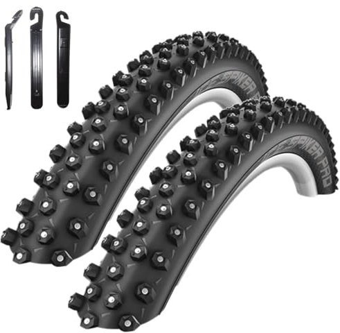 2 x Schwalbe Ice Spiker Pro RaceGuard Winterreifen Fahrradmantel 57-622 (29 x 2,25) inkl. maxxi4you Reifenheber