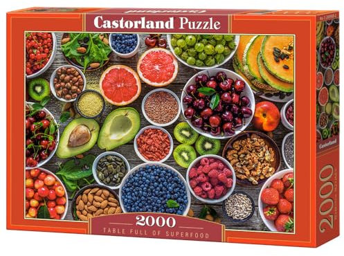 CASTORLAND 2000 Teile Puzzles, Tisch voller Superfood, Essens-Puzzles, Vielzahl von Früchten und Nüssen, buntes Essen, leckere Puzzles, Erwachsenenpuzzle, Castorland C-200993-2