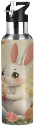 Woltant Bouteille d'eau de 600 ml en acier inoxydable avec paille anti-fuite pour le travail, les voyages, la salle de sport