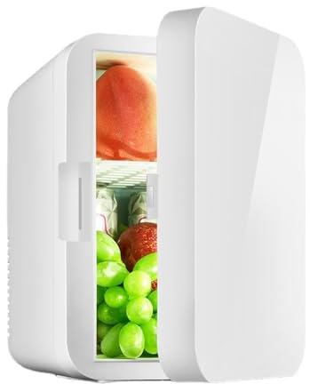 BEOSIOR Mini Fridge, 8 Liter Mini Fridges for Bedrooms, AC+12V DC Cooler & Warmer, Portable Small Fridge for Car, Travel, Home/Skincare, Makeup, Cosmetics/Drinks, Fruit, Food, White
