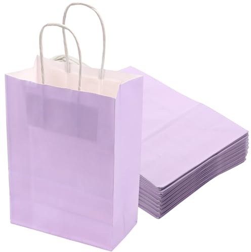 YIXNSW 50 Stück Lila Kleine Geschenktüten mit Henkel, 15 x 8 x 21cm Geschenktüten mit Henkel, Papiertüten für Geschenke, Einkauf und Partys