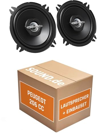 Lautsprecher Boxen Einbaupaket für JVC CS-J520 kompatibel mit Peugeot 206 CC vorne | 2X Tief-Mitteltöner mit integriertem Hochtöner 250W MAX