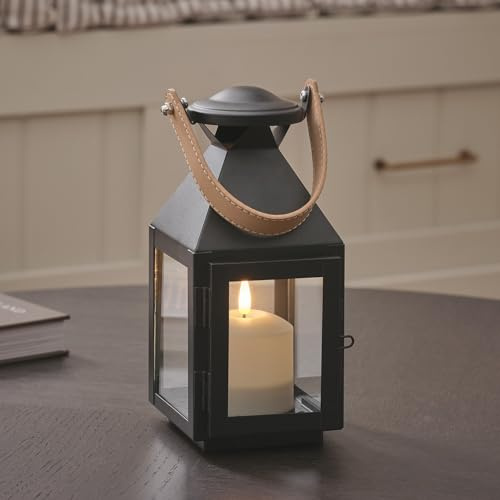 Lights4fun Kleine Schwarze Metall Solar Laterne | mit LED-Kerze für draußen außen wetterfest Outdoor | Garten Balkon Terrasse Solarleuchten Solarlampen Gartenleuchten | Höhe 28,5 cm