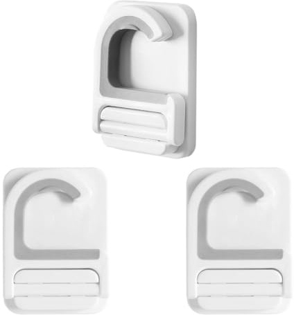 RUNROTOO Wall Mounted Broom and Mop Holder 3Pcs Clips with Punch-Free Hooks for Bathroom Garage Home Storage