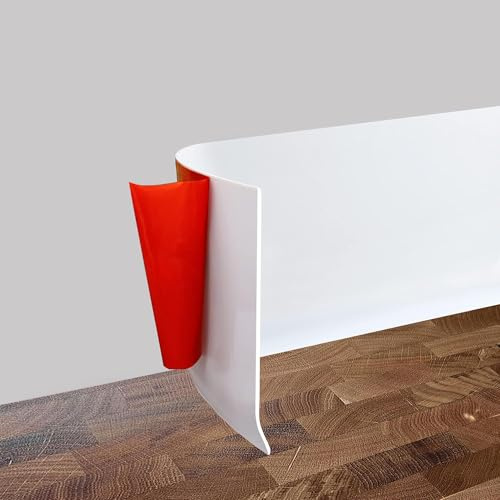 Plinthe Souple Autoadhésive PVC 3.5/6/10 mètre, Plinthe Adhesive 2 mm d'épaisseur, Plinthe Corniere Bande Décorative pour Cuisine et salle de bain (Blanc, 8cm x 6Mètres)