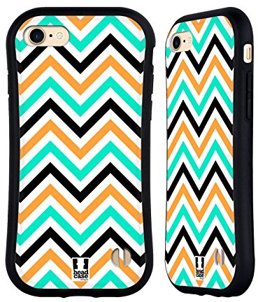 Head Case Designs Blaugrün Und Orange Neon Zigzag Hybride Handyhülle Hülle Huelle kompatibel mit Apple iPhone 7/8 / SE 2020 & 2022