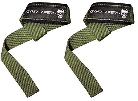 Gymreapers Hebehandschlaufen für Gewichtheben, Bodybuilding, Powerlifting, Krafttraining, Kreuzheben - Gepolstertes Neopren mit 18 Baumwolle (Militärgrün)