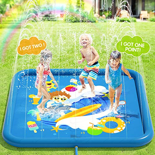 Peradix Sprinklers Pad | Water Splash Play Mat Pad Summer Outdoor | Garden | Beach Water Spray | Sprinkle Mat Pool Toys Games For Kids | Children | Toddler Activities Water Toys
