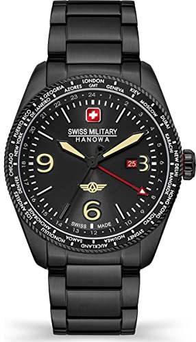 Swiss Military Hanowa Herren-Uhren Analog Quarz One Size Schwarz 32019283