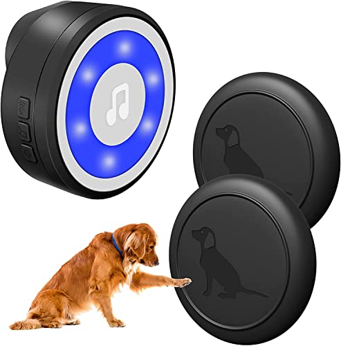 MYPIN Campanello per Cani, Campanello Cane Senza Fili, 1 Ricevitore + 2 Trasmettitori Impermeabile IP65, 1000 Piedi, 20 Melodie 4 modalità Flash LED