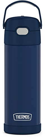 THERMOS FUNTAINER Bouteille isotherme en acier inoxydable de 473 ml avec couvercle à large bec verseur, bleu marine