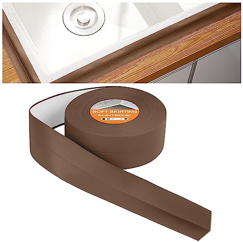 flintronic Sigillante Impermeabile, 10m*38mm Battiscopa Morbido PVC Sigillante Autoadesivo Nastro, Impermeabile, Antiolio e Antimuffa Utilizzato per Piastrelle da Cucina/Bagno, Mobili, ecc (Marrone)