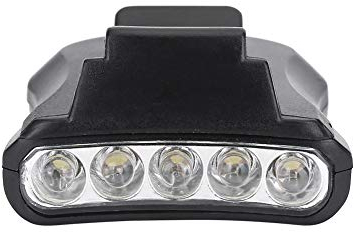 HERCHR 5x4.5cm/1.97x1.8inch LED Headlamp Cap Light, Clip Headlamps 5 LED Head Lamps Lightweight Hardhat Light Rotatable Cap Headlamp Clip on Flashlight Lights for Hunting Camping Fishing