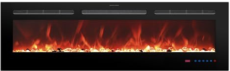 KAMINLICHT Elektrokamin JOI 72 (Einbaukamin) - elektrischer Kamin mit Heizung, Multicolor-LEDs - Kamineinsatz zum Einbau in die Wand, 1.500 W, 182,9x45x14 cm, Schwarz