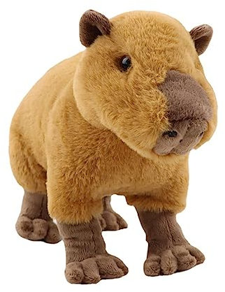Tiny Heart Capybara Stofftier Plüschtier 32cm/13” realistisches Wasserschwein Plüschtier schönes Tier niedliche und weiche Geschenke Plüsch-Capybara für Kinder Jungen und Mädchen Spielzeug braun