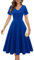 Bridesmay Cocktail Dresses for Women 2024 Flared Sleeve Modest Graduation Dress 2024,Fall Wedding Guest Dress RoyalBlue S