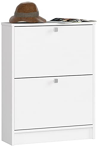 Home Collective Schuhschrank mit 2 Flügeltüren, Elegant, Flur, Schlafzimmer, Schuhregal, Schuh Schrank 80x60x20cm (HxBxT), in weiß