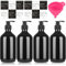 Soap Dispenser Set, 4 Pcs Shampoo and Conditioner Dispenser, 500 ML Refillable Shampoo and Conditioner Bottles Shampoo Bottle Pump Dispenser for Bathroom or Hotel(Black)