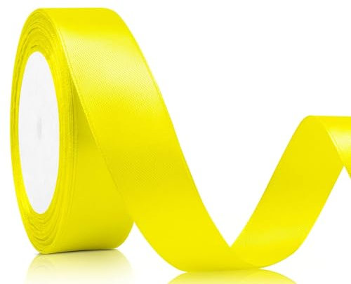 Geschenkband Satinband 22m, 20mm Breit Geschenkband, Gelb Schleifenband für Hochzeit, Bastelarbeiten und Geschenkverpackung Hochzeitsdekoration (Gelb)