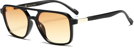 YAMEIZE Lunettes de Soleil Classiques Rectangle à Double Pont - pour Femmes Hommes Rétro 70s Pilot Carré Vintage Lunettes Conduite en Extérieur