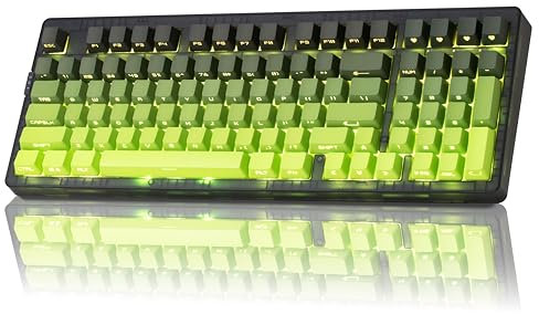 ZORNHER ZH980 Clavier de jeu mécanique sans fil, clavier crémeux personnalisé 95 % vert avec pavé numérique, touches éclairées PBT trempées, commutateurs linéaires pré-lubrifiés, remplaçable à chaud