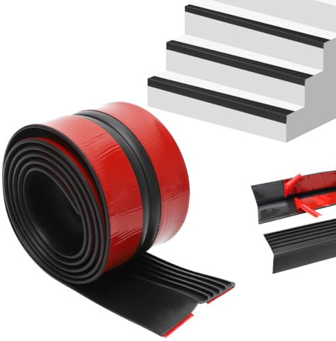 CEWROM Treppenkantenprofil Selbstklebend 2m, Antirutsch Treppenkantenschutz für Innen & Außen, Rutschfeste Treppenstufen Schutzleiste, Treppenprofil Schwarz für Holz & Beton (Schwarz, 2 Meters)