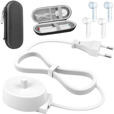 cersaty Electric Toothbrush Charger Set, Ersatz Zahnbürsten Ladegerät Set, Enthalten Zahnbürsten Etui&Reise Zahnbürstenschutz für Braun Oral B iO6,iO5,iO4,iO3,Genius X