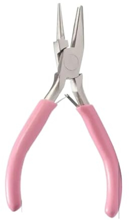 Jewellery Pliers Pink Handle Nickel Iron Single Section Round Concave Pliers Handmade Jewellery Hardware Making Tool Sharp Nose Diagonal Portable(Pink Monkey Wrench)