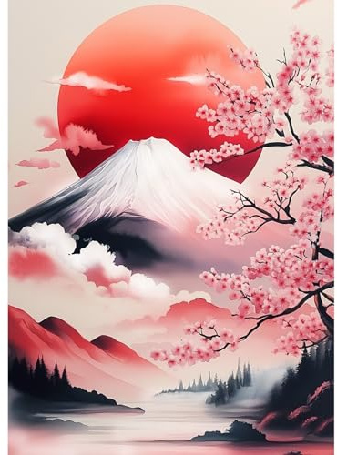CEOVR Berg Fuji Diamond Painting Bilder Kit Erwachsene,5D Diamond-painting 30x40cm,Landschaft Diamant Malerei für die Heimdekoration