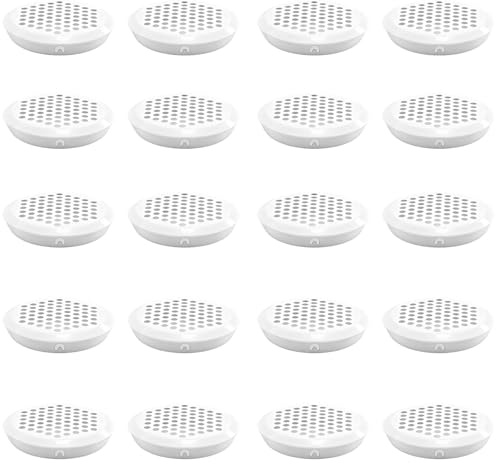 CHSEROK 20 Stück Lüftungsgitter Rund, Weiß Lüftungsschlitze aus Edelstahl, Edelstahl Belüftungsgitter, Bodendurchmesser 53 mm, für Aufbewahrungsschränke, Schuhschränke, Küchenschränke