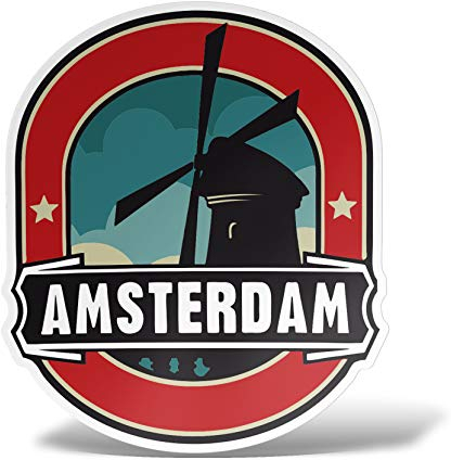 erreinge Aufkleber Amsterdam Holland-Andenken-Aufkleber PVC-Form Für Abziehbild Tapete Auto Moto Helm Camper Laptop - 10 cm