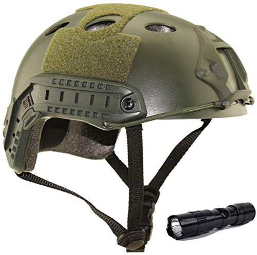 Airsoft Helm PJ Mode Helme Leichtbau Taktische Schnelle Helm und Schutzbrille für Airsoft Paintball (OD)
