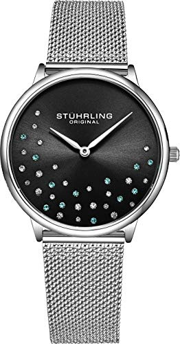 Stuhrling Original Womens Watch Krystal Analog Watch Dial, Stainless Steel Mesh Bracelet 3928 Watches for Women Collection