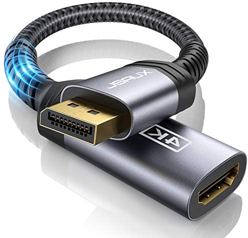 JSAUX Adaptateur 4K DisplayPort vers HDMI,Durable Adaptateur DP mâle vers HDMI Femelle pour TV, Thinkpad, HDTV, Moniteur, Projecteurs, Ordinateurs Portables, HP Elitebook et Autre-Gris